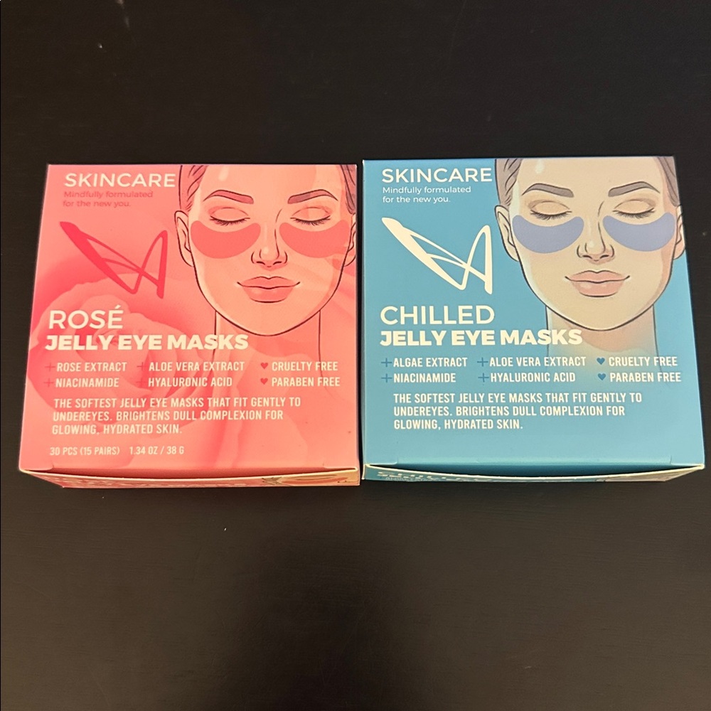 2 LA Splash Chilled Jelly & Rose Eye Masks Brightening Hydrating Under Eye
